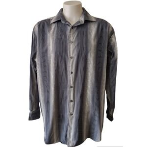 NYNE new you new energy Mens 2XL Striped Long Sleeve Button Up Shirt Collared